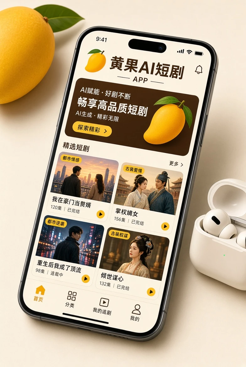 黄果AI短剧移动界面